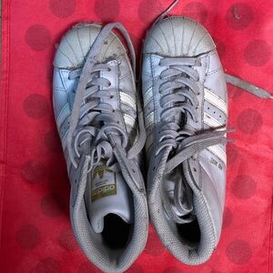 Adidas Light Gray Pro Model Retro High Top Shell Toe Sneakers Size 3.5